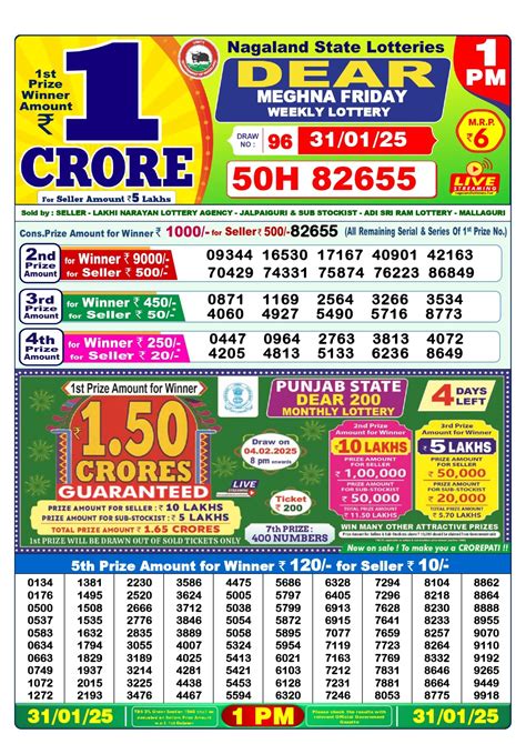 31 Tarik Lottery Result 1 PM 6 PM 8 PM 31.